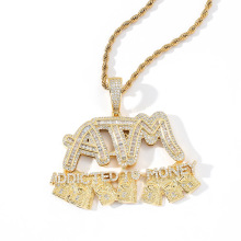 personalisierte benutzerdefinierte Diamantschmuck Halskette Einkäufer, Männer Frauen Hip-Hop-Kupfer vergoldet $ Dollar Halskette Kette